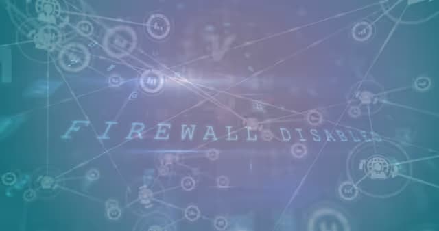 Image of network with firewall writing.