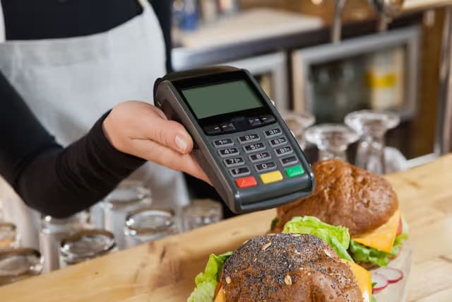 Server presenting a payment device for payment